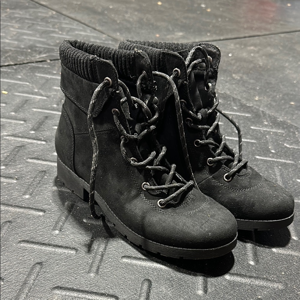 Women's Black Lace-Up Ankle Boots